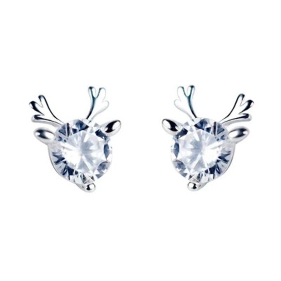 Jewelry - 5mm CZ Deer Sterling Silver Earrings